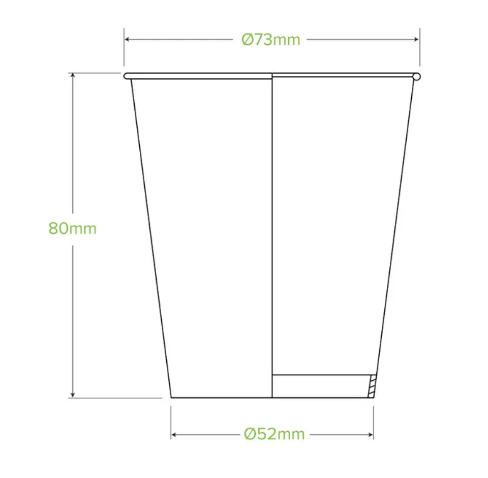 200ml / 6oz (73mm) White Cold Paper Water BioCup Carton/1000