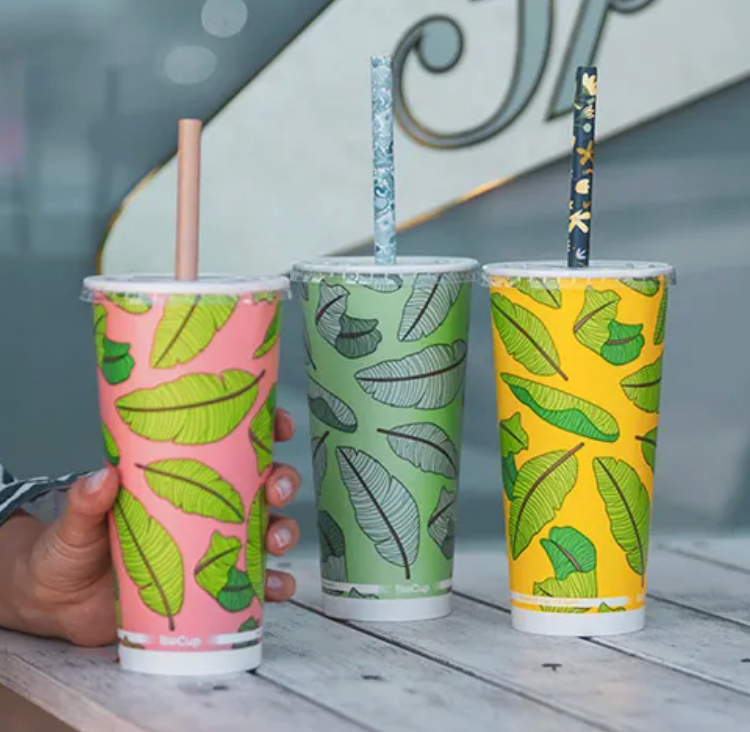 390ml / 12oz (90mm) Leaf Cold Paper BioCups Carton/1000