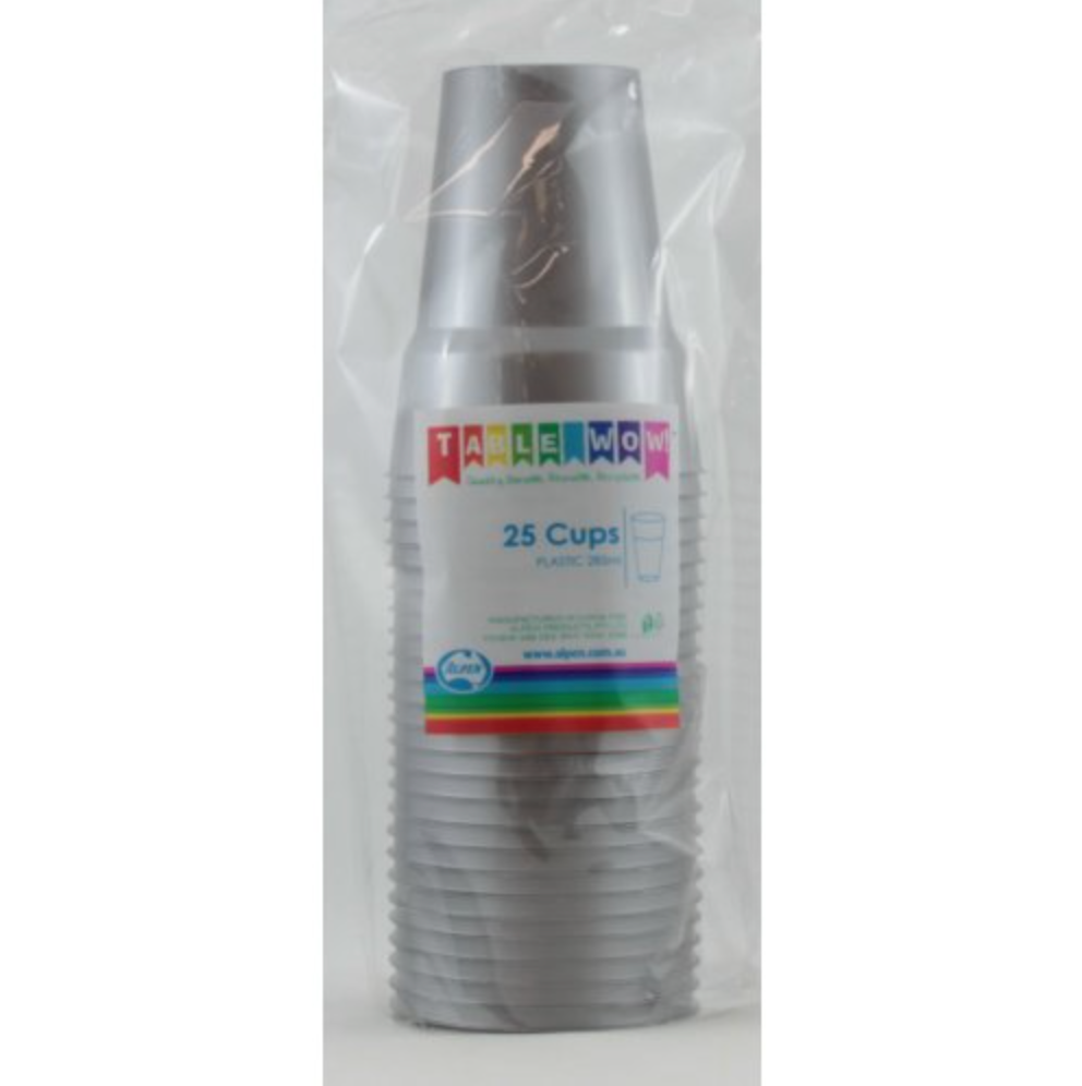 Silver Reusable Plastic Cups Pack/20