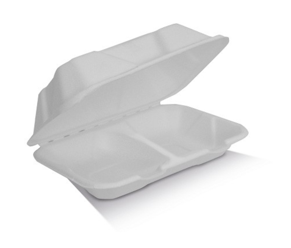 Sugarcane Clamshell 2 Compartments Carton/250