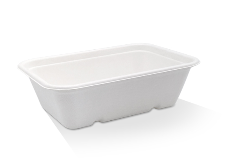 Sugarcane Rectangular Takeaway Container White 750ml Carton/500