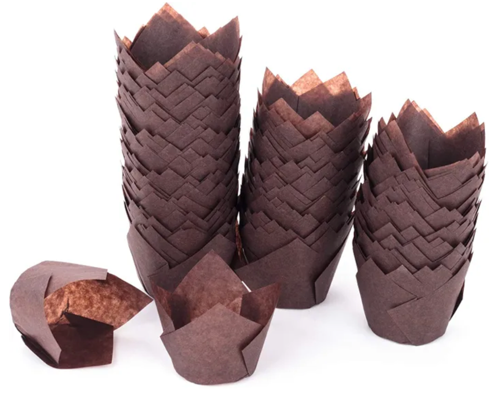 Brown Muffin Liners Tulip 150mmx150mmx50mm
