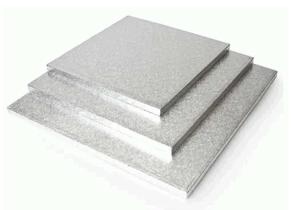 11inch Square Masonite Silver Cakeboard Pack/10