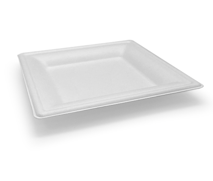 White Sugarcane Square Plate 10" (Carton of 500)