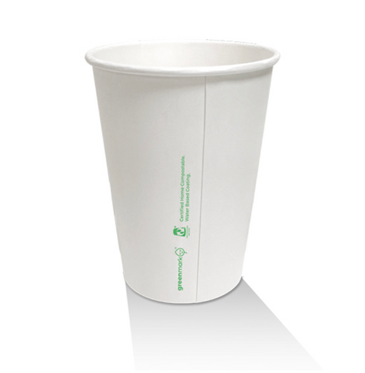12oz Aqueous Coated Single Wall Coffee Cup White Carton/1000
