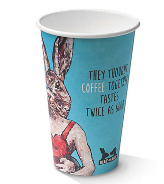 12oz PLA Coated Single Wall Coffee Cup Art Series 90mm (Carton of 1000)