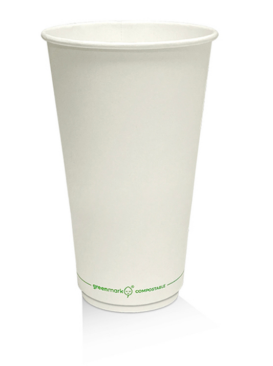 16oz PLA Coated Double Wall Coffee Cup White (Carton of 500)