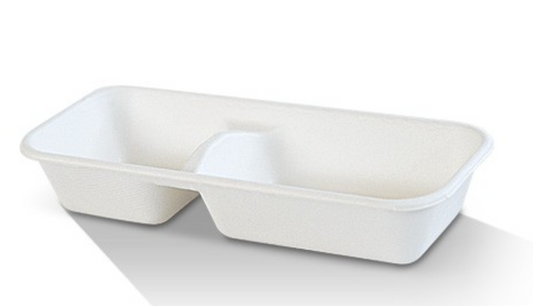 2 Compartment Sugarcane Tray (Carton of 400)
