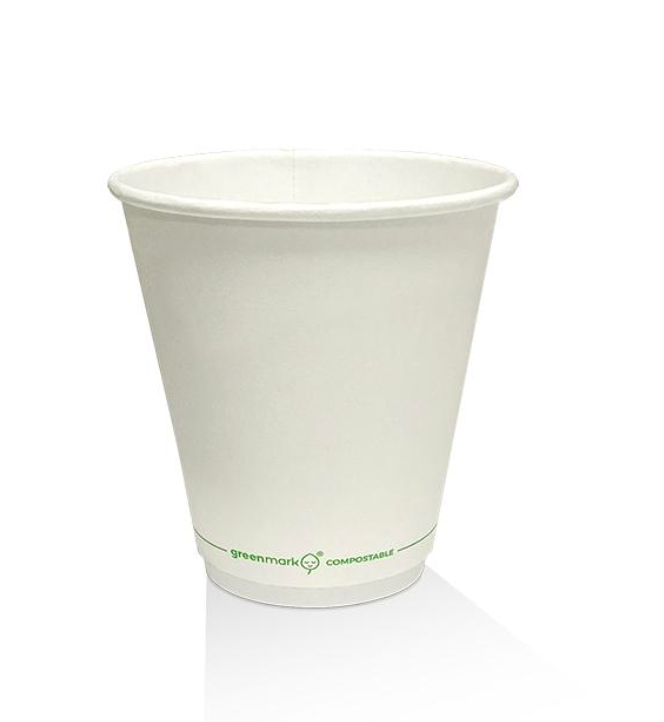 8oz PLA Coated Double Wall Coffee Cup White 90mm (Carton of 500)