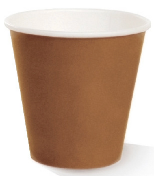 8oz PLA Coated Single Wall Coffee Cup Brown 90mm (Carton of 1000)