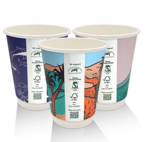 8oz Aqueous Coated Double Wall Coffee Cup Art Series (Carton of 500)