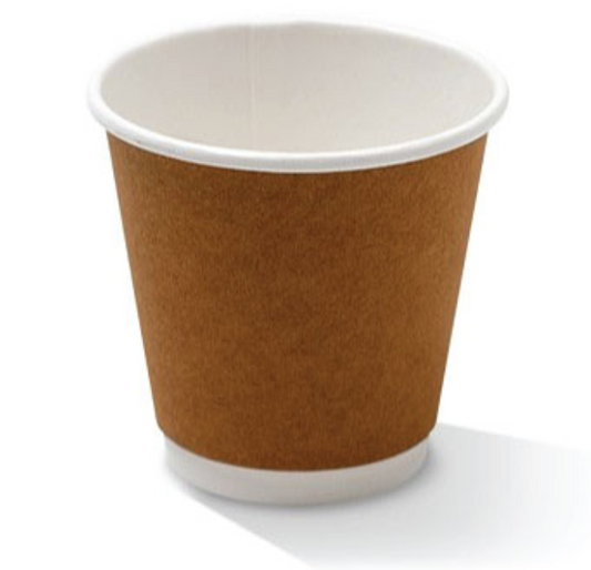 8oz PE Coated Double Wall Coffee Cup Kraft (Carton of 500)