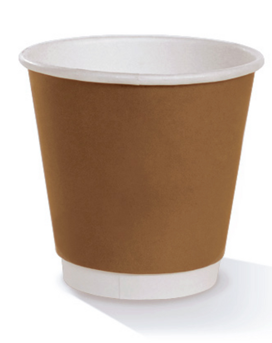 8oz PLA Coated Double Wall Coffee Cup Brown (Carton of 500)