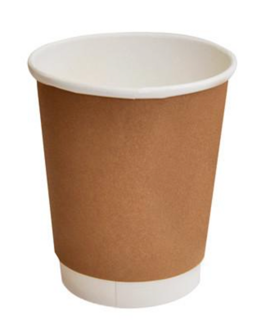 8OZ PLA Coated Double Wall Coffee Cup Standard Brown (Carton of 500)