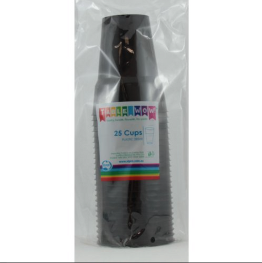 Black Reusable Plastic Party Cups Pack/20