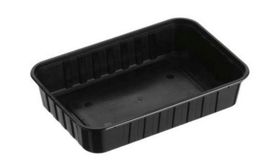 Genfac 500ml Ribbed Rectangular Container Black