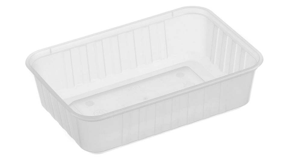Genfac 680ml Ribbed Rectangular Container Natural