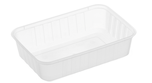 Genfac 750ml Ribbed Rectangular Container Natural