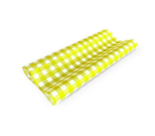Printed Greaseproof Paper Gingham Yellow 40gsm