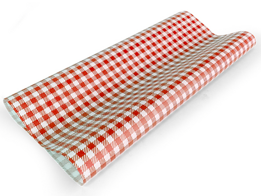 Printed Greaseproof Paper Gingham Red