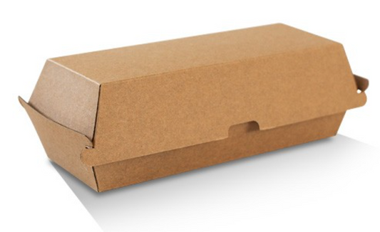 Hot Dog Box Brown Corrugated Plain Kraft (Carton of 200)