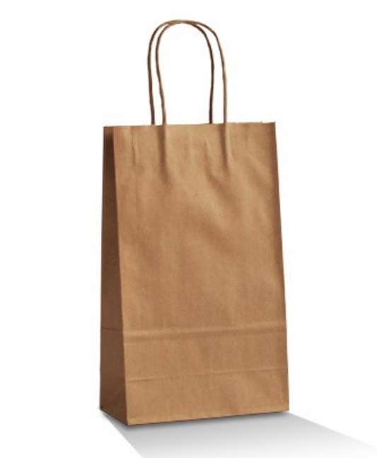 Kraft Brown Bag Twisted Handle 200x140x80mm Carton of 500)