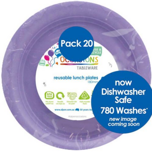 Lavender Reusable Plastic Lunch Plates Pack/20