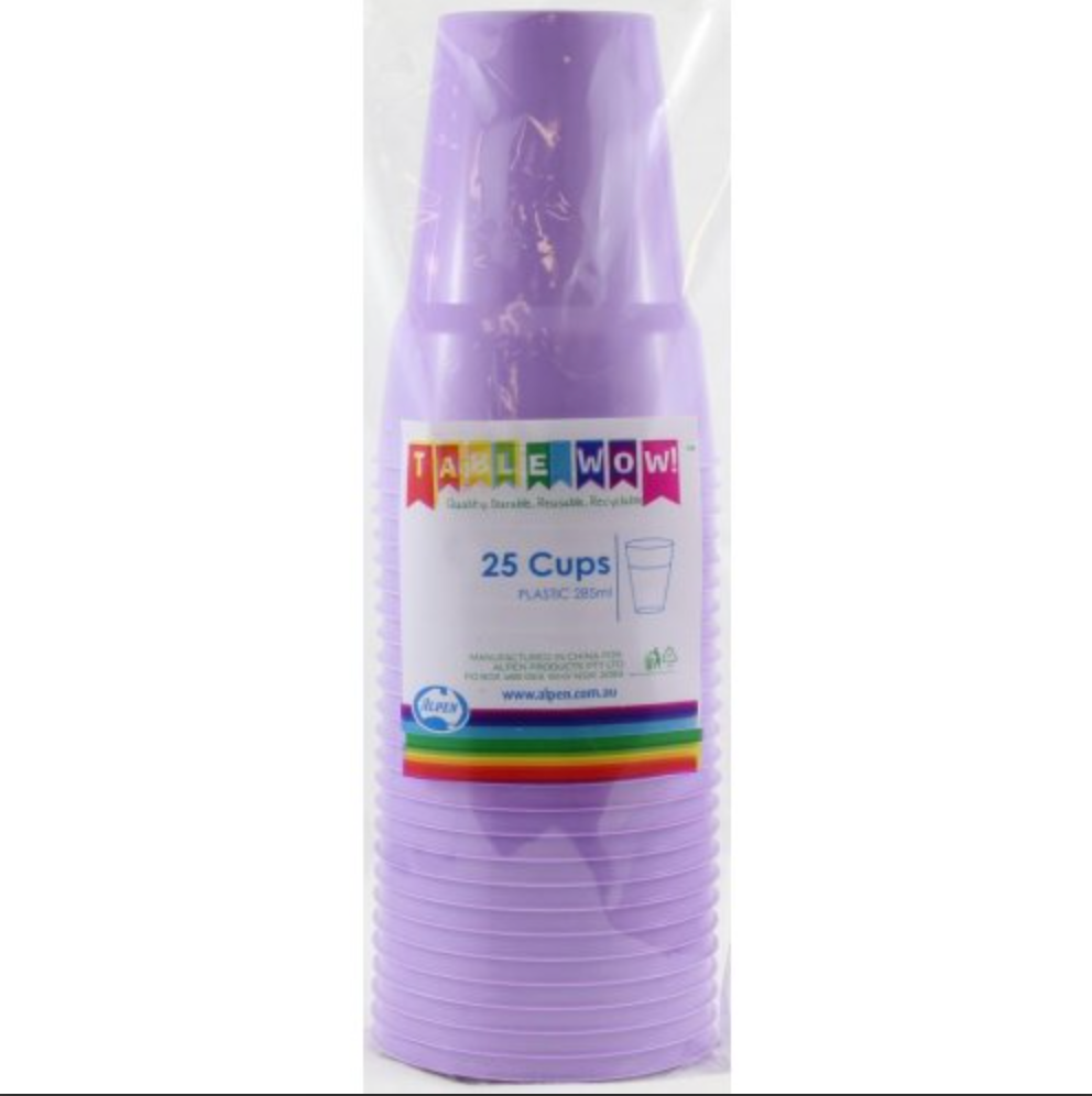 Lavender Reusable Plastic Cups Pack/20