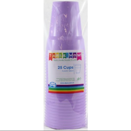 Lavender Reusable Plastic Cups Pack/20