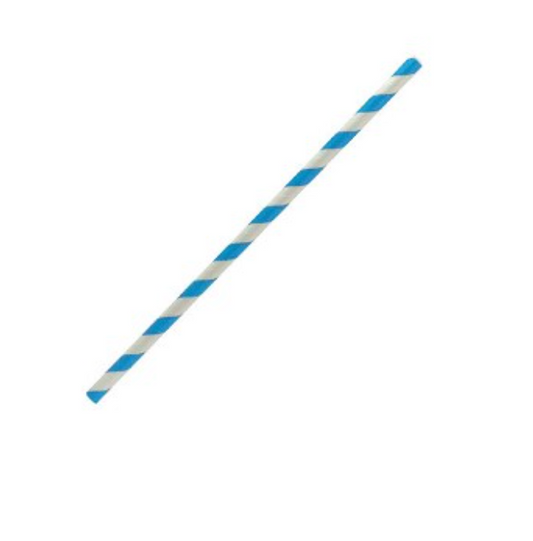 Cocktail Paper Straw Blue Stripe (Carton of 2500)