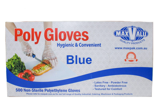 Poly Gloves Powder Free Blue (Carton of 500)