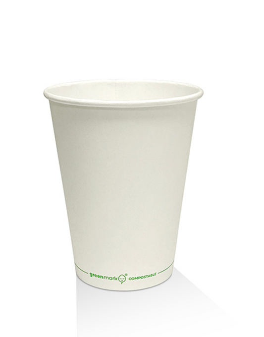 12oz PLA Coated Single Wall Coffee Cup Plain White (Carton of 1000)