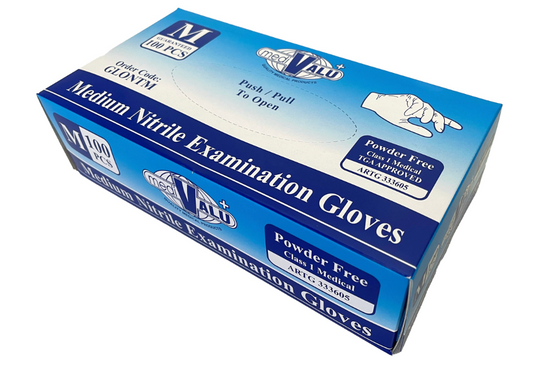 Medium Blue TGA Approved Nitrile Examination Gloves Carton/1000