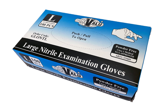 Large Blue TGA Approved Nitrile Examination Gloves Carton/1000