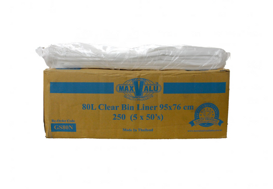 80L Clear Bin Liner Carton/250