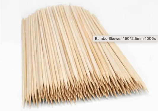 Bamboo Skewers 6”/15cm (2.5mm) Pack/1000