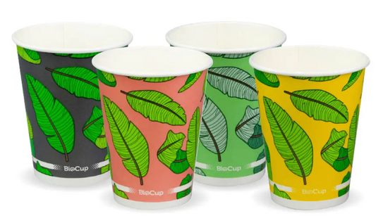 390ml / 12oz (90mm) Leaf Cold Paper BioCups Carton/1000