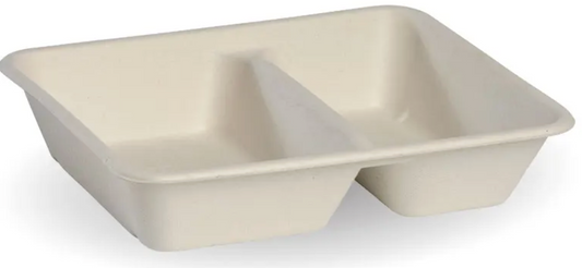 2 Compartment Natural Plant Fibre Takeaway Base Carton/500