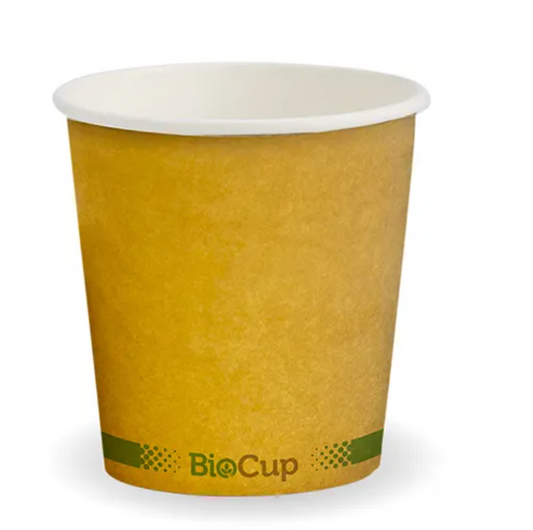 120ml / 4oz (63mm) Kraft Green Stripe Single Wall BioCup- Carton/1000