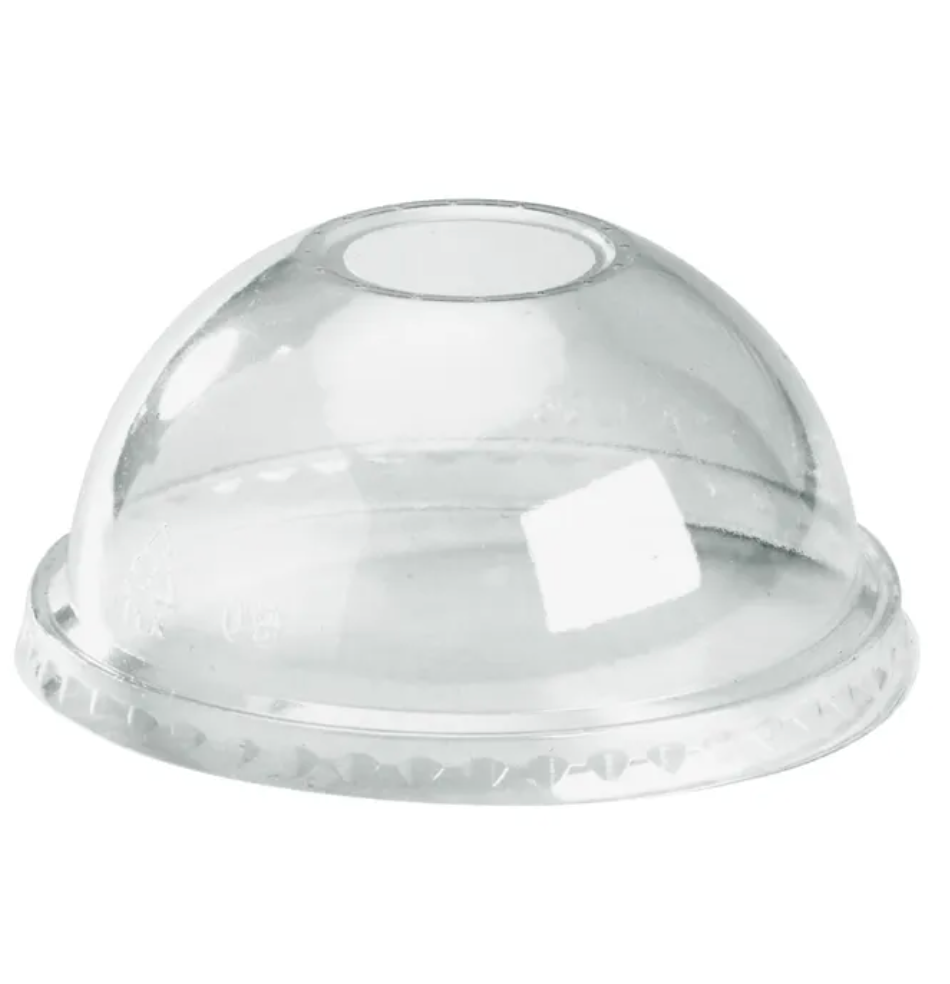 300–700ml Dome 22mm Hole Clear BioCup Lid Carton/1000