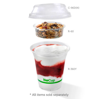 300–700ml Raised Flat No Hole Clear BioCup Lid Carton/1000