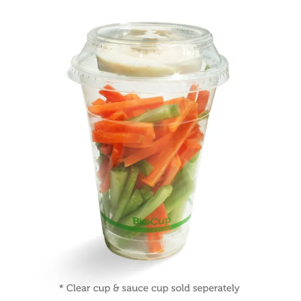 300–700ml Raised Flat No Hole Clear BioCup Lid Carton/1000