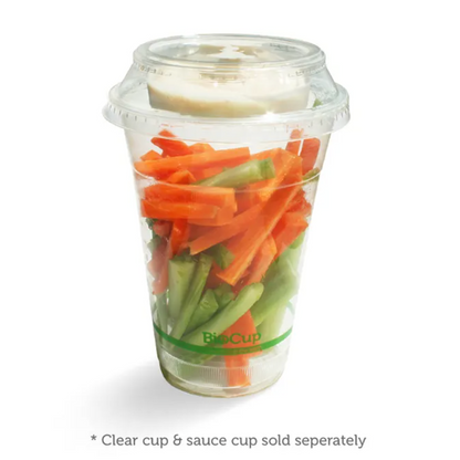 300–700ml Raised Flat No Hole Clear BioCup Lid Carton/1000
