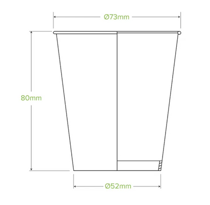 200ml / 6oz (73mm) White Cold Paper Water BioCup Carton/1000