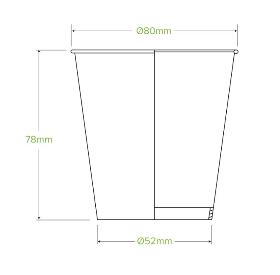 200ml / 6oz (80mm) Green Cold Paper BioCup Carton/1000
