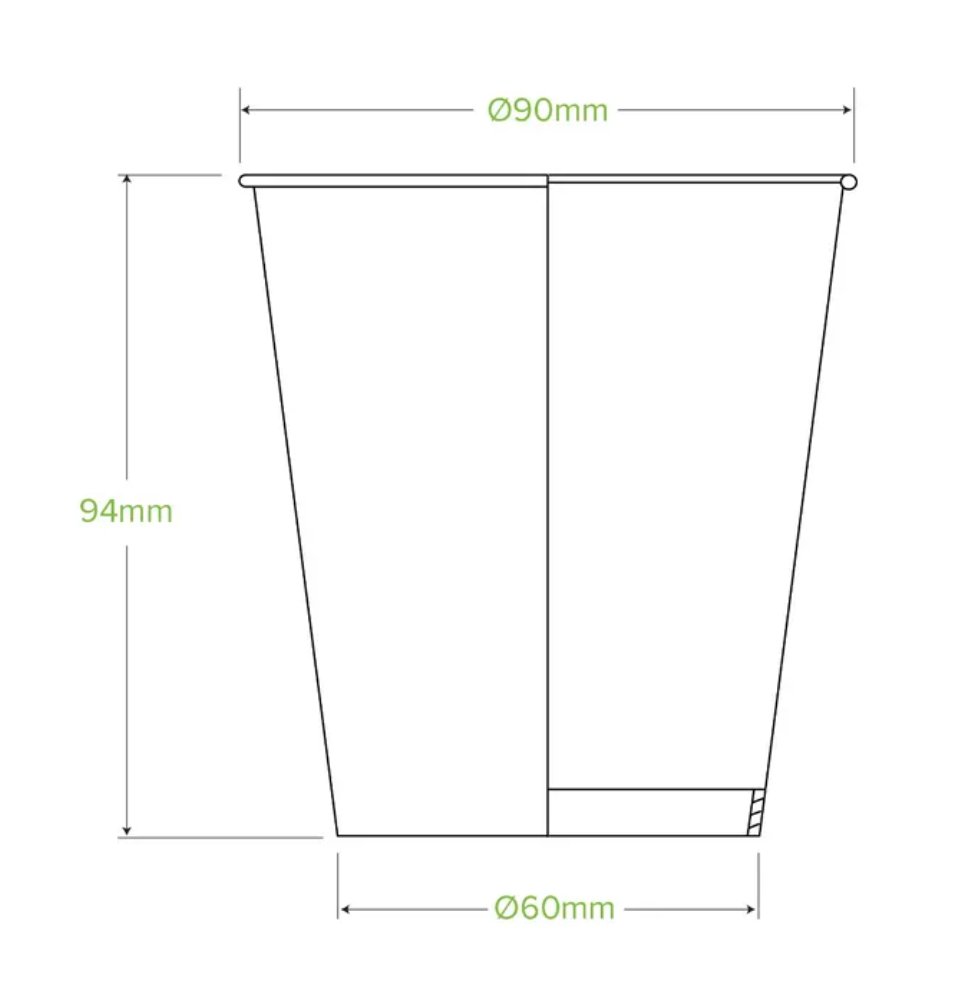 300ml / 10oz (90mm) Green Cold Paper BioCup Carton/1000