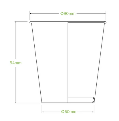 300ml / 10oz (90mm) Green Cold Paper BioCup Carton/1000