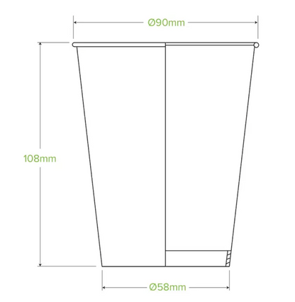 390ml / 12oz (90mm) Green Cold Paper BioCup Carton/1000