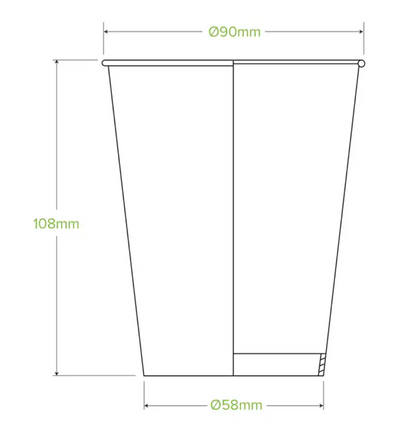 390ml / 12oz (90mm) White Cold Paper BioCup Carton/1000