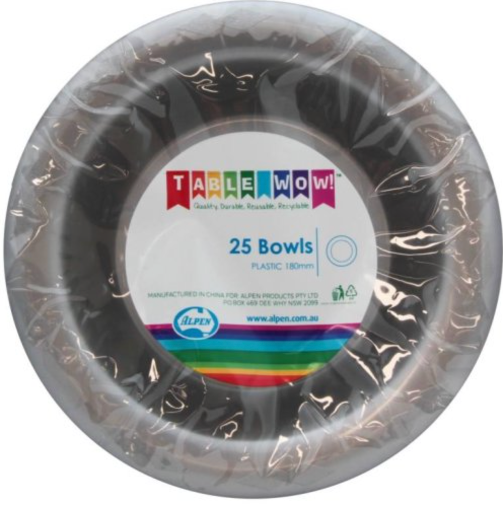 Silver Reusable Plastic Bowls Pack/20